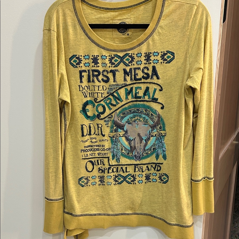 Double D Ram h Yellow Graphic Long Sleeve Top